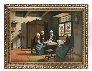 Weisnaherinnen In Der Stube by David Adolf Constant Artz