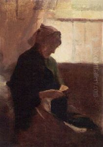 Fisherwoman In An Interior by David Adolf Constant Artz