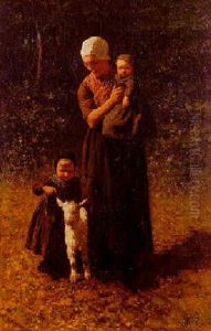 Moeder Met Kinderen En Geitje by David Adolf Constant Artz