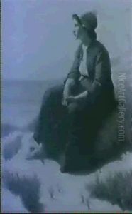 Dutch Girl On The Sand Dunes by David Adolf Constant Artz