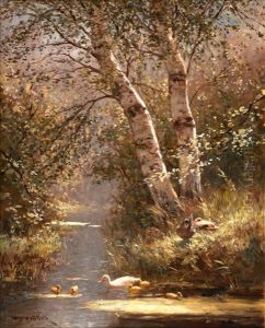 Entenfamilie by David Adolph Constant Artz