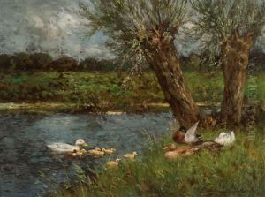 The First Swimming Lesson by David Adolph Constant Artz