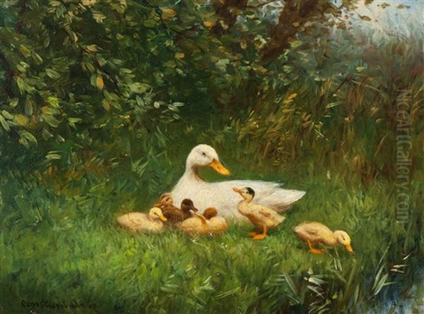 Family Of Ducks On The Water's Edge - view 1