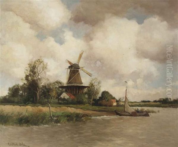 A Windmill Along A River - view 1