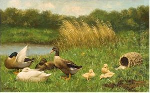 Entenfamilie by David Adolph Constant Artz