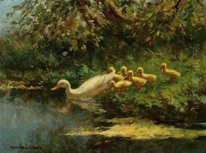 Ducks By The Water's Edge by David Adolph Constant Artz