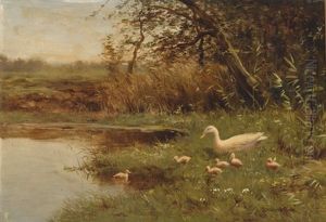 A Family Of Ducks by David Adolph Constant Artz