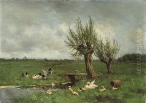 Ducks On The Waterfront by David Adolph Constant Artz