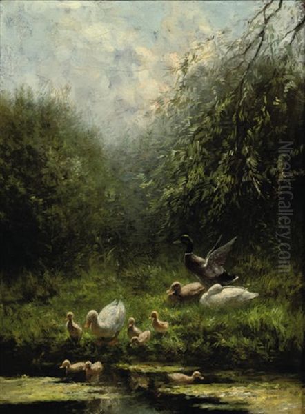 Ducks Entering The Pond (+ Ducks Near A Shed; 2 Works) - view 1