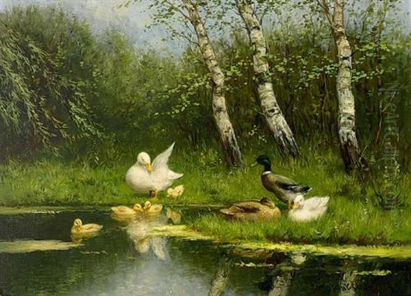 Mother Duck With Ducklings (+ Duck Family At The Waterside; 2 Works) - view 1