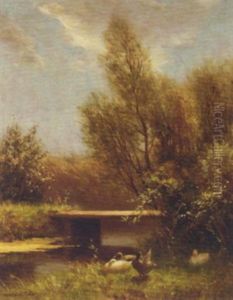 Ducks By The Waterside by David Adolph Constant Artz