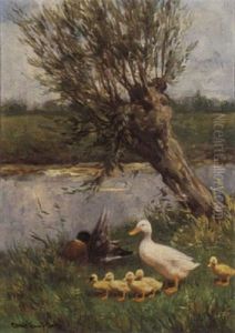 Ducks In A Landscape by David Adolph Constant Artz