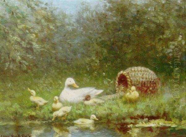 A Duck And Ducklings Ready For A Swim - view 1