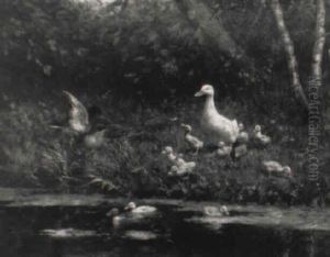 Eendenfamilie by David Adolph Constant Artz