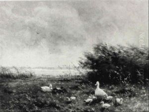 Ducks With Ducklings by David Adolph Constant Artz