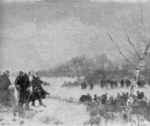 Soldaten In Verschneiter Landschaft by Louis Raoul Arus