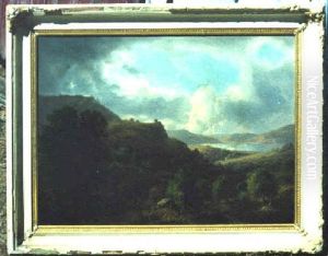 Figure On A Path Overlooking The Hudson River Valley by Henry Ary