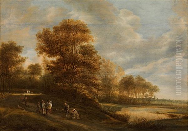 Forest Landscape With Ramblers - view 1
