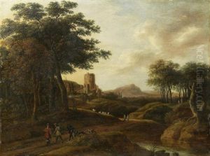 A Wooded River Landscape Unframed A Wooded River Landscape Unframed