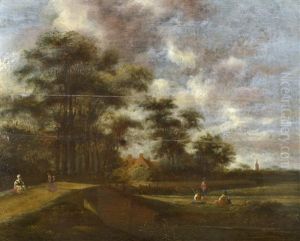 Hollandskt Sommarlandskap Med Figurer by Pieter Jansz van Asch