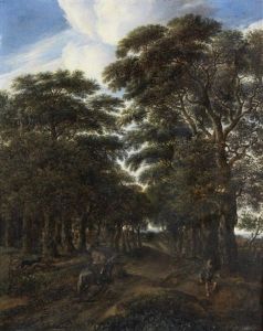 A Wooded Landscape With A Horseman On A Sandy Road And A Fisherman By A Pond In The Foreground A Wooded Landscape With A Horseman On A Sandy Road And A Fisherman By A Pond In The Foreground