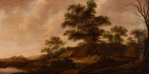 Forested Landscape With Figures By A Farm by Pieter Jansz van Asch