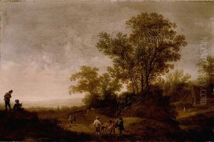 A River Landscape With A Hawking Party