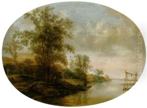 Bewaldete Flusslandschaft Mit Anglern by Pieter Jansz van Asch