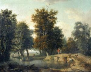 A Pastoral Landscape With A Traveller On A Grey Horse, And A Fisherman With His Hound In The Foreground A Pastoral Landscape With A Traveller On A Grey Horse, And A Fisherman With His Hound In The Foreground