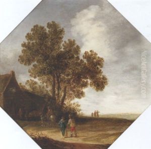 Landscape With Travellers Outside An Inn by Pieter Jansz van Asch