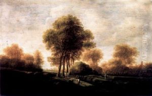 Weite Landschaft Mit Heimkommenden Jagern Und Spaziergangern by Pieter Jansz van Asch