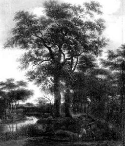A Wooded Landscape With A Traveller Watering His Horse By The Edge Of A Stream