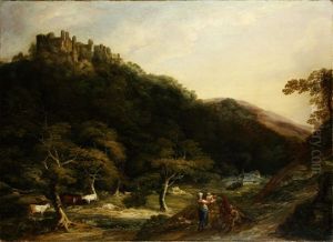 A View Of Berry Pomeroy Castle Unframed by William Ashford