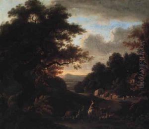 Landscape With Drover And Shepherdess Returning Home At Dusk by William Ashford