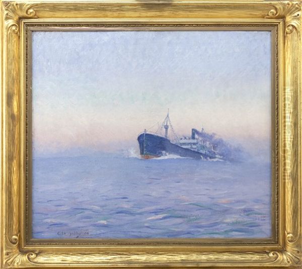 Freighter Under Colorful Skies - view 1