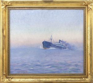 Freighter Under Colorful Skies by Clifford Warren Ashley