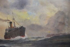 Ship Passing Headland With Lighthouse