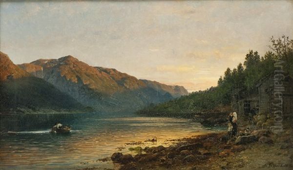 Fjordlandskap Med Folkeliv - view 1