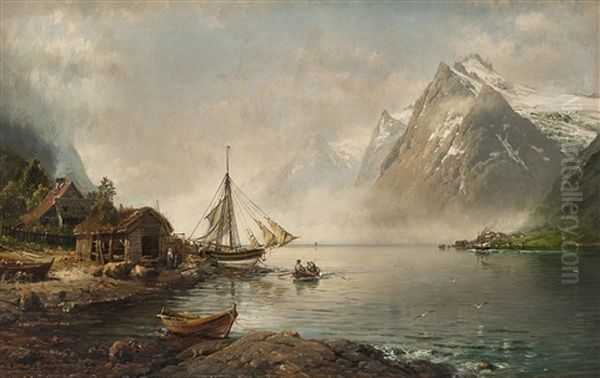 Fjordlandskap Med Folkeliv - view 1
