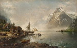 Fjordlandskap Med Folkeliv by Anders Monsen Askevold