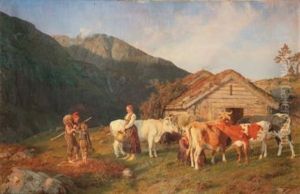 Troupeau Et Bergers En Alpage