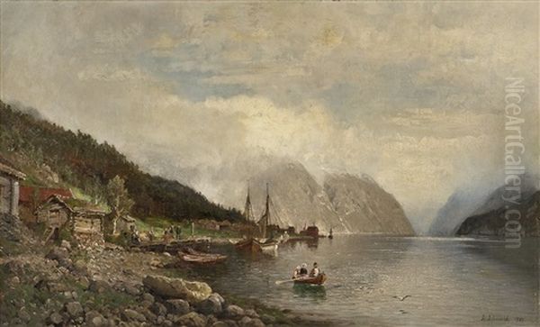 Fjordlandskap Med Folkeliv - view 1