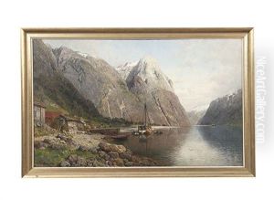 Mailboat In Norwegian Fjord