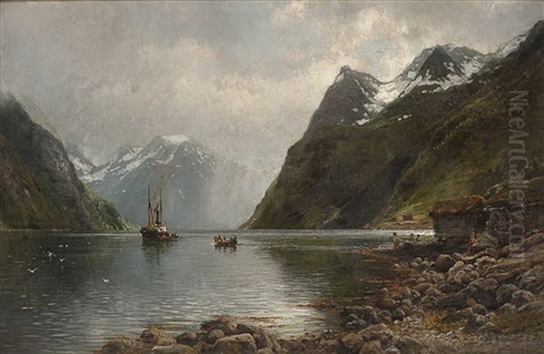 Fjordlandskap Med Folkeliv - view 1