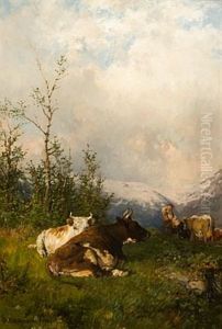 Kyr Og Budeie I Fjellet by Anders Monsen Askevold