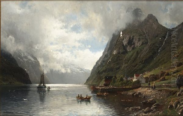 Fjordlandskap Med Figurer - view 1