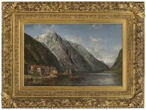 Fjord Landscape With People