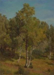 Landskap Med Bjerketraer by Anders Monsen Askevold