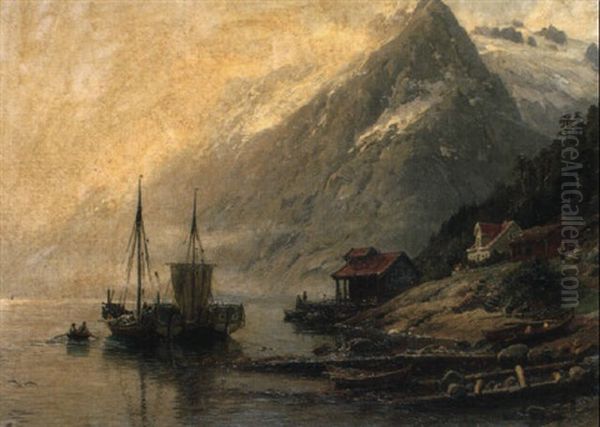 Fjord Landscape With Fishing Village - view 1