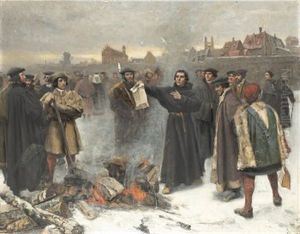 Luther Uppbranner Den Pafliga Bullan Pa Torget I Wittenberg Ar 1520 Luther Uppbranner Den Pafliga Bullan Pa Torget I Wittenberg Ar 1520